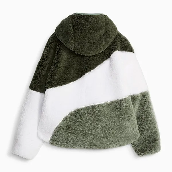 Áo Khoác Lông Nữ Puma Big Cat Hooded Sherpa Jacket 505680708 Màu Trắng Xanh Rêu Size M - Thời trang - Vua Hàng Hiệu
