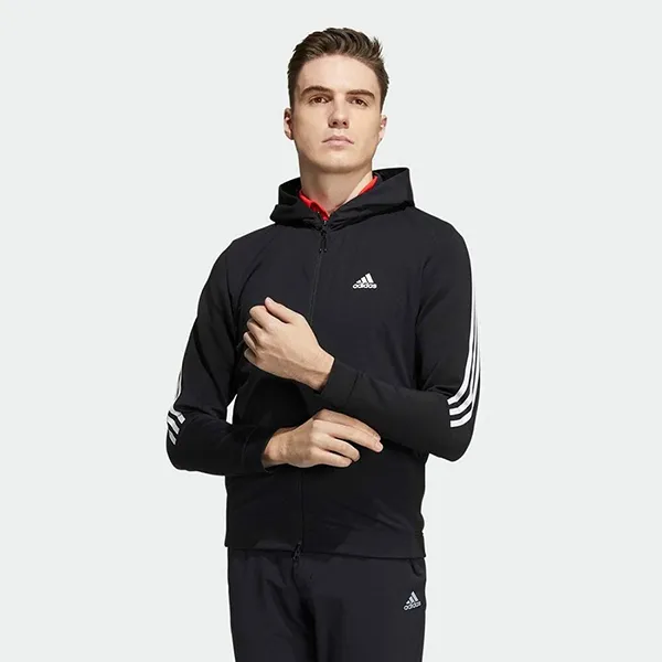 Áo Khoác Nam Adidas Fabric Mix Long Sleeve Full Zip Hoodie HA3283 Màu Đen