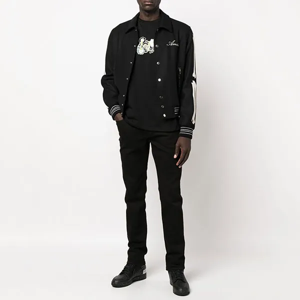 Áo Khoác Nam Amiri Black Bones Varsity Bomber MOS002001 Màu Đen - Thời trang - Vua Hàng Hiệu