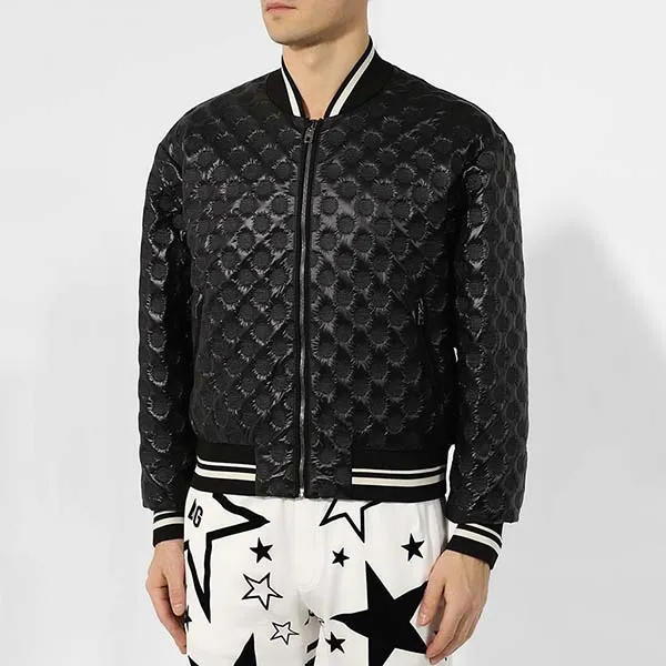 Áo Khoác Nam Dolce & Gabbana D&G Circle Embossed Bomber Jacket Màu Đen Size 44