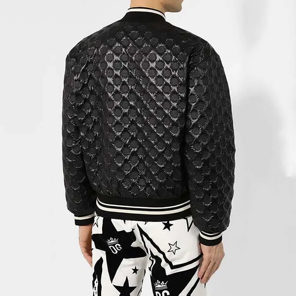 Áo Khoác Nam Dolce & Gabbana D&G Circle Embossed Bomber Jacket Màu Đen Size 44
