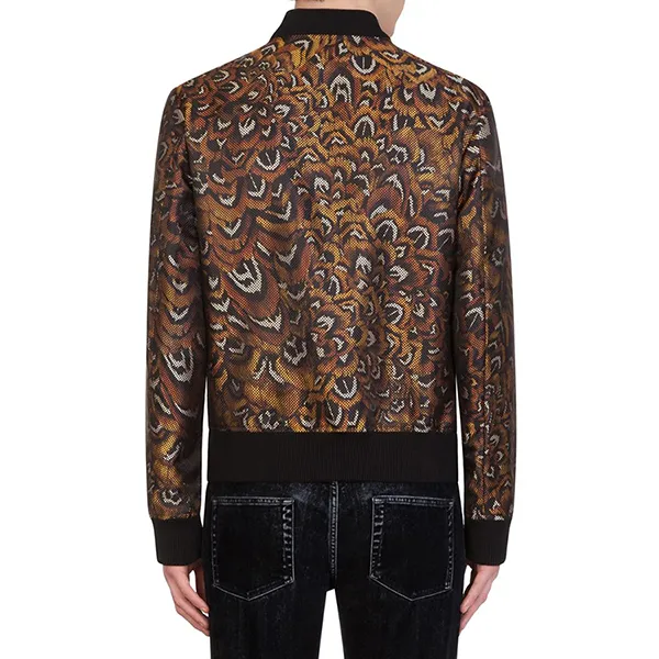 Áo Khoác Nam Dolce & Gabbana D&G Feather-Print Bomber Jacket G9PD5T Màu Nâu Size 48