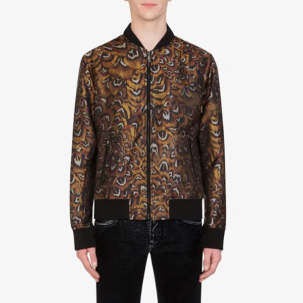Áo Khoác Nam Dolce & Gabbana D&G Feather-Print Bomber Jacket G9PD5T Màu Nâu Size 48