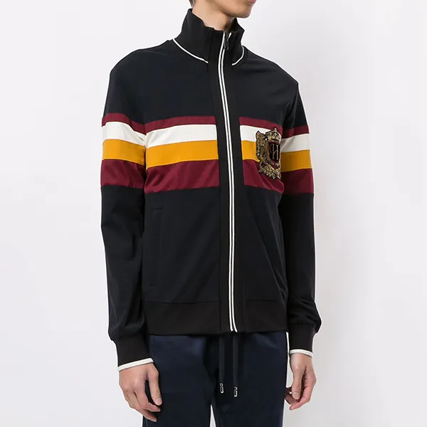 Áo Khoác Nam Dolce & Gabbana D&G Striped Crest Track Jacket Phối Màu Size 44