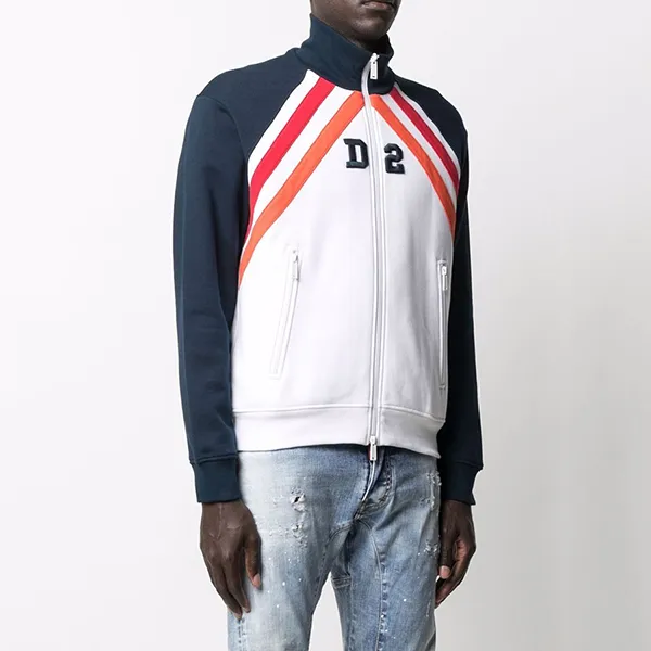Áo Khoác Nam Dsquared2 White & Navy With D2 Logo Embroidered S71HG0105S25042 Màu Xanh Phối Trắng