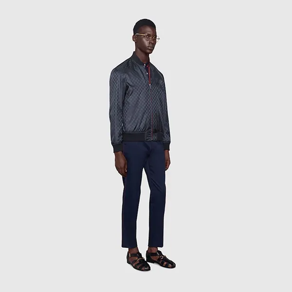 Áo Khoác Nam Gucci Reversible Gg Nylon Bomber Jacket 521764 Màu Đen Đỏ (Mặc Hai Mặt) Size 44