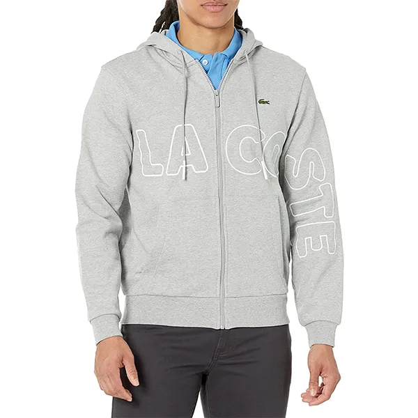 Áo Khoác Nỉ Nam Lacoste Long Sleeve Full Zip Branding Worded SH2075 51 4JV PC04 Màu Xám Size S - Thời trang - Vua Hàng Hiệu
