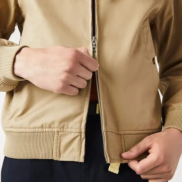 Áo Khoác Nam Lacoste Men's Water-Resistant Cotton Zip Jacket BH1045 00 02S Màu Vàng Cát Size 52