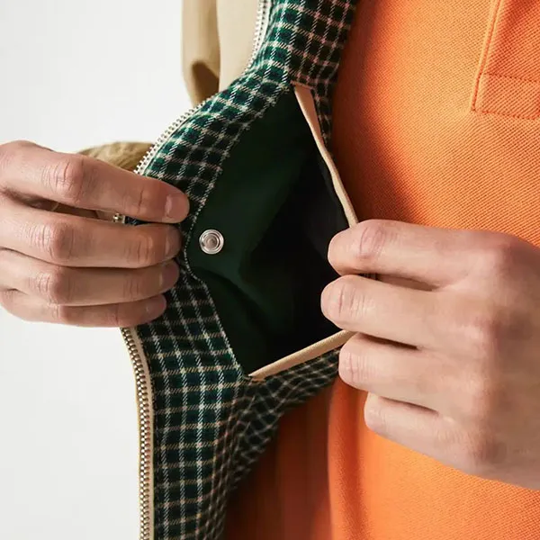 Áo Khoác Nam Lacoste Men's Water-Resistant Cotton Zip Jacket BH1045 00 02S Màu Vàng Cát Size 52