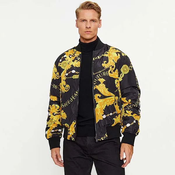 Áo Khoác Nam Versace Jeans Couture Chain Couture Reversible Bomber 75GASD04 Màu Đen Vàng Size 46