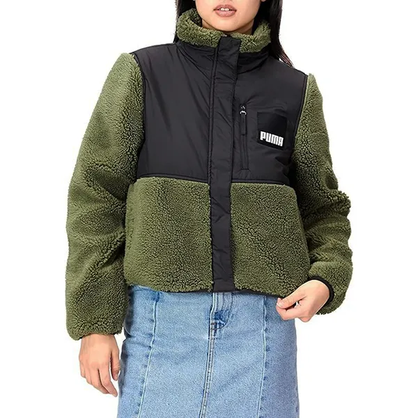 Áo Khoác Nữ Puma Women's Sherpa Hybrid Outer Jacket 846362 Màu Xanh/Đen Size S