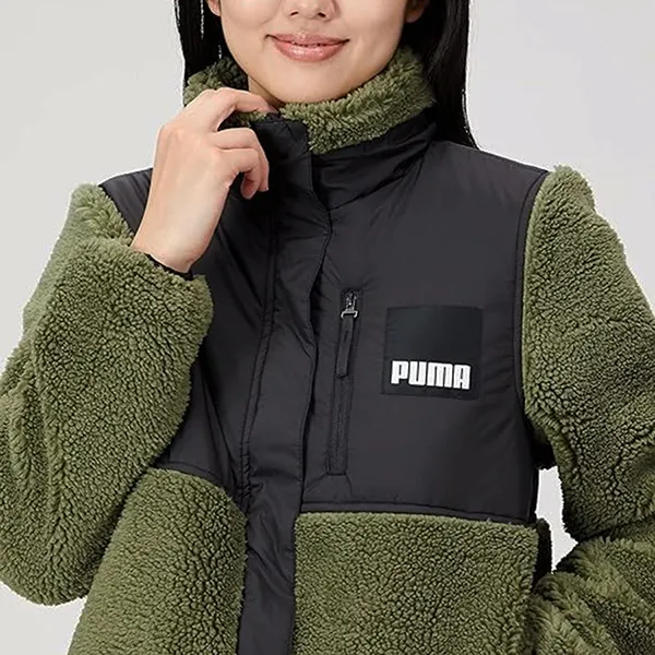 Áo Khoác Nữ Puma Women's Sherpa Hybrid Outer Jacket 846362 Màu Xanh/Đen Size S