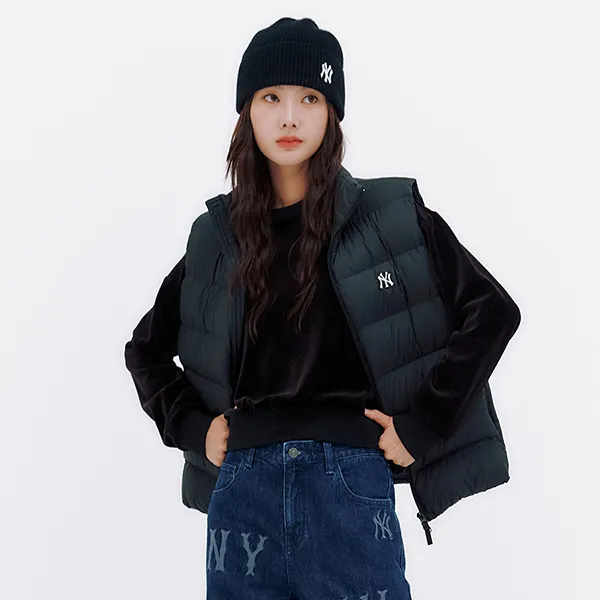 Áo Khoác Phao Ghi Lê MLB logo Mega New York Yankees 3ADVB0336-50BKS Màu Đen