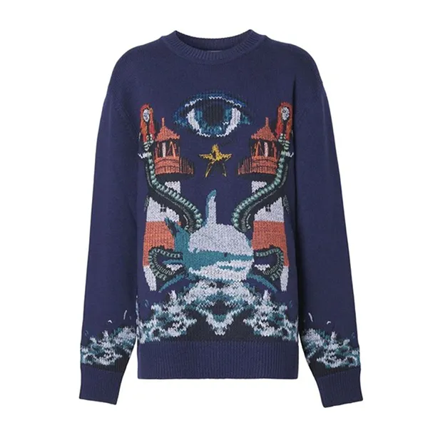 Áo Len Burberry Mermaid-Intarsia Wool Sweater Màu Xanh Navy Size XS - Thời trang - Vua Hàng Hiệu