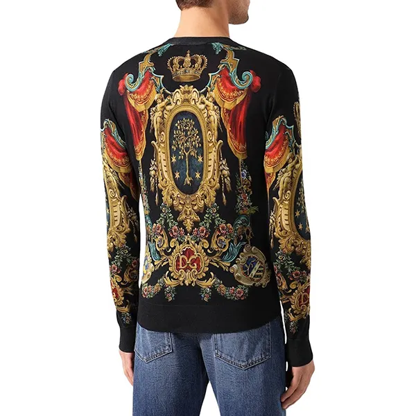 Áo Len Nam Dolce & Gabbana D&G Pullovers Họa Tiết Đặc Trưng Phối Màu Size 46