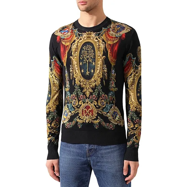 Áo Len Nam Dolce & Gabbana D&G Pullovers Họa Tiết Đặc Trưng Phối Màu Size 46