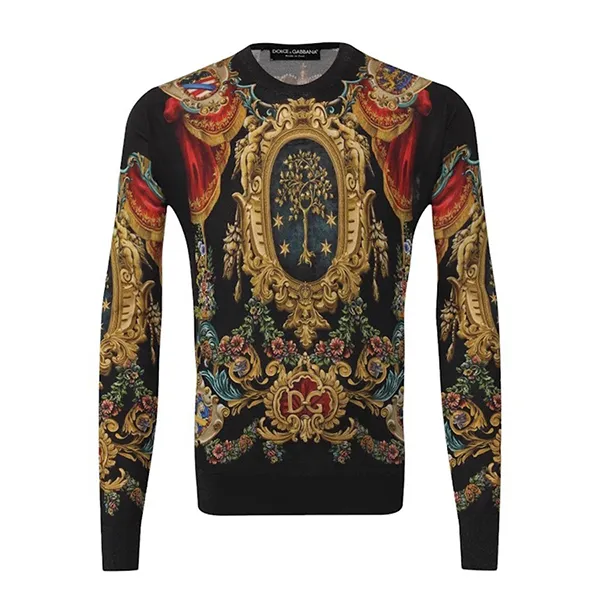Áo Len Nam Dolce & Gabbana D&G Pullovers Họa Tiết Đặc Trưng Phối Màu Size 46