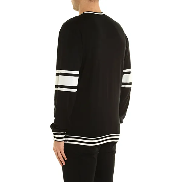 Áo Len Nam Dolce & Gabbana D&G Silk Jacquard Crewneck Sweater Màu Đen Size 48