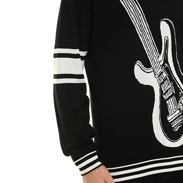 Áo Len Nam Dolce & Gabbana D&G Silk Jacquard Crewneck Sweater Màu Đen Size 48