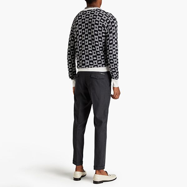 Áo Len Nam Dolce & Gabbana D&G Slim-Fit Logo-Print Silk Sweater Màu Đen Trắng Size 46 - 5