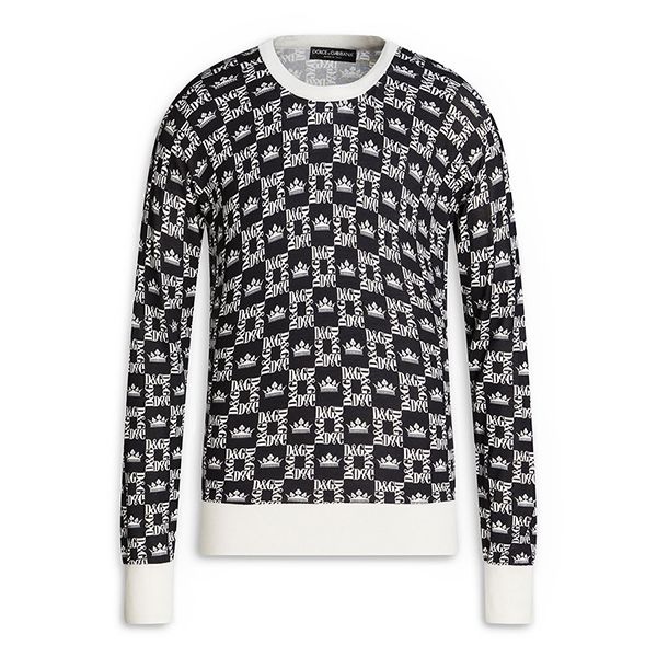 Áo Len Nam Dolce & Gabbana D&G Slim-Fit Logo-Print Silk Sweater Màu Đen Trắng Size 46 - 4