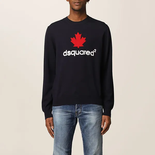 Áo Len Nam Dsquared2 Logo Wool Sweater Màu Xanh Navy Size S