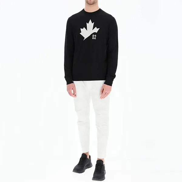 Áo Len Nam Dsquared2 Maple Leaf Jacquard Wool Knit Jumper Màu Đen Size M - Thời trang - Vua Hàng Hiệu