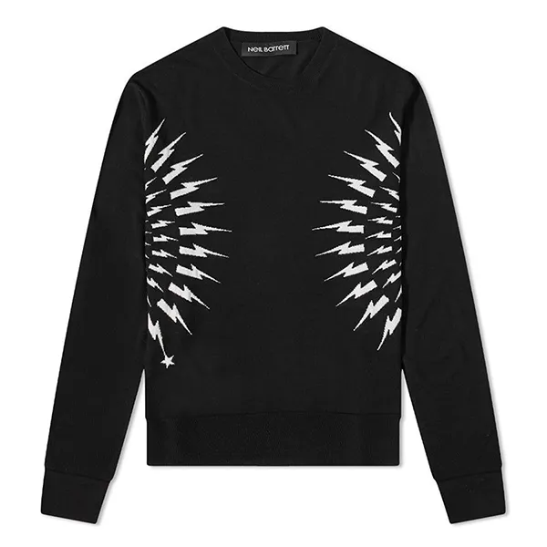 Áo Len Nam Neil Barrett Fair Isle Lightning Bolt Crew Knit Màu Đen Size S