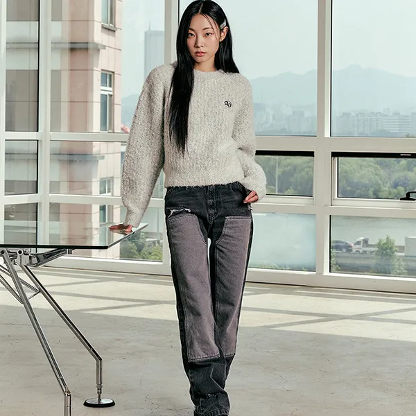 Áo Len Nữ Acmé De La Vie ADLV x Jeonghan New Symbol Bokasi Balloon Knit Grey Màu Ghi Xám