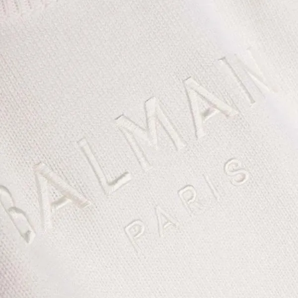 Áo Len Nữ Balmain White With Logo Embroidered BT9P90 W0113/106 Màu Trắng