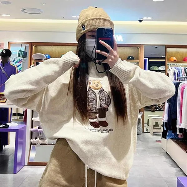 Áo Len WHOAU Sweater Calstate Màu Kem