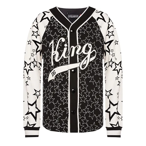 Áo Nỉ Nam Dolce & Gabbana D&G Black Star Pattern Sweatshirt G9QE5Z Màu Đen Trắng Size XS