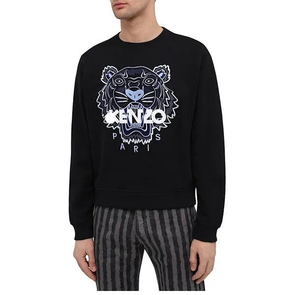 Áo Nỉ Sweat Kenzo Embroidered Tiger Logo Màu Đen Size L - 1