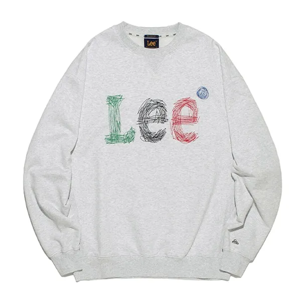 Áo Nỉ Sweater Lee Logo Pencil Art Grey Màu Xám