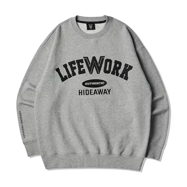 Áo Nỉ Sweater LifeWork Embroidery Logo Melange Màu Xám - 3