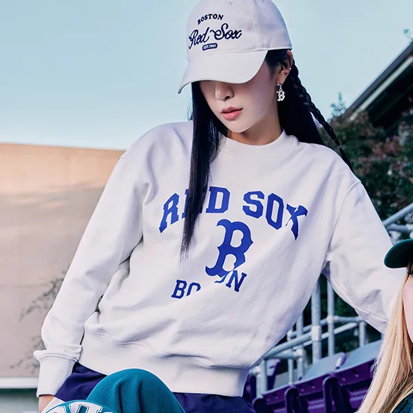Áo Nỉ Sweater MLB arsity Boston Red Sox 3AMTV0134-43CRD Màu Trắng Kem Size M - Thời trang - Vua Hàng Hiệu