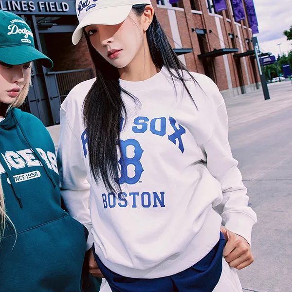 Áo Nỉ Sweater MLB arsity Boston Red Sox 3AMTV0134-43CRD Màu Trắng Kem Size M - Thời trang - Vua Hàng Hiệu