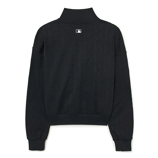 Áo Nỉ Sweater Nữ MLB Classic Monogram Jacquard Crop Half Zip U New York Yankees 3FMTM2134-50BKS Màu Đen - Thời trang - Vua Hàng Hiệu
