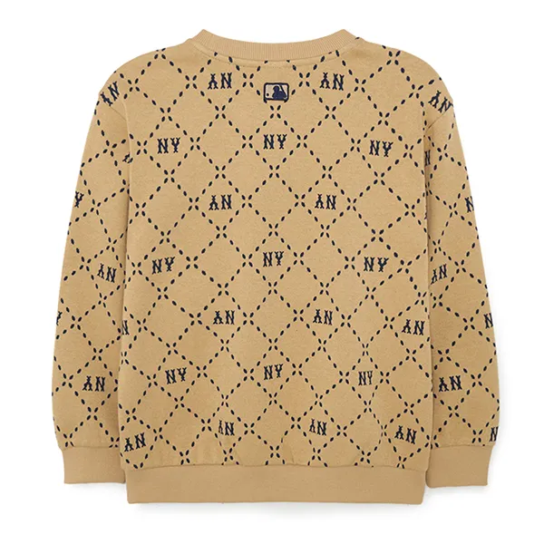 Áo Nỉ Sweater Trẻ Em MLB Diamond Monogram Jagguard New York Yankees 7AMTMD134-50BGS Màu Be
