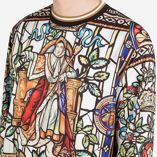 Áo Nỉ Sweater Nam Dolce & Gabbana D&G Napoleon Print Phối Màu Size 46