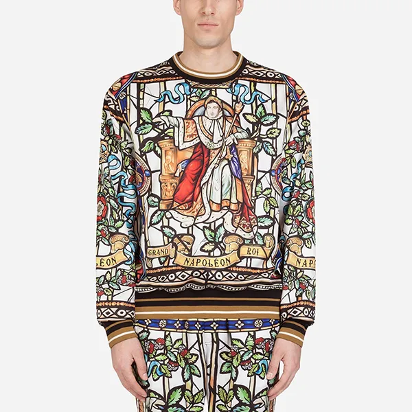 Áo Nỉ Sweater Nam Dolce & Gabbana D&G Napoleon Print Phối Màu Size 46