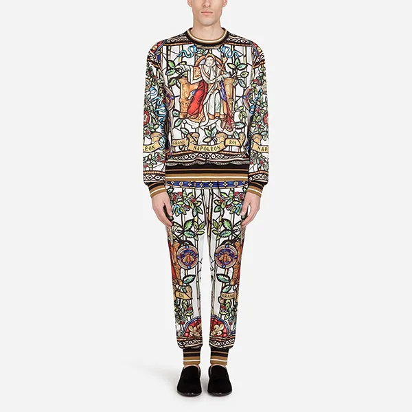 Áo Nỉ Sweater Nam Dolce & Gabbana D&G Napoleon Print Phối Màu Size 46