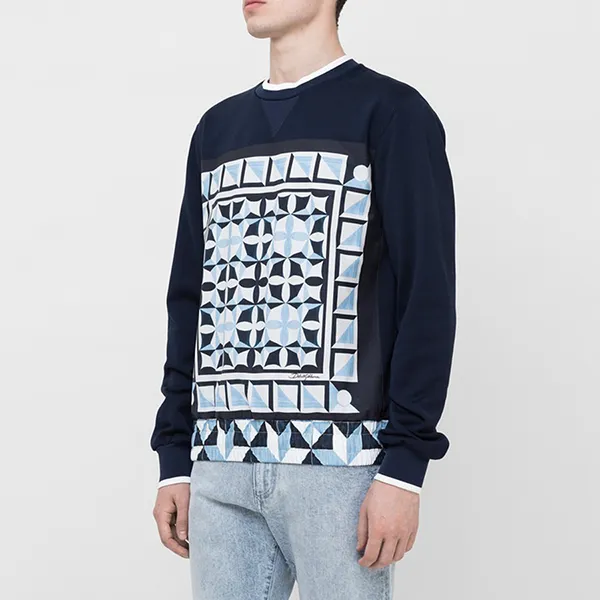 Áo Nỉ Sweater Nam Dolce & Gabbana D&G Sweatshirt With Geometric Pattern Màu Xanh Navy Size 44 - Thời trang - Vua Hàng Hiệu