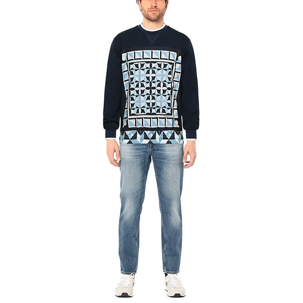 Áo Nỉ Sweater Nam Dolce & Gabbana D&G Sweatshirt With Geometric Pattern Màu Xanh Navy Size 44 - Thời trang - Vua Hàng Hiệu