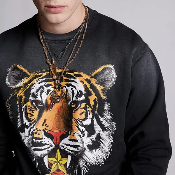 Áo Nỉ Sweater Nam Dsquared2 Tiger Mike S71GU0486 S25030 Màu Đen Size M