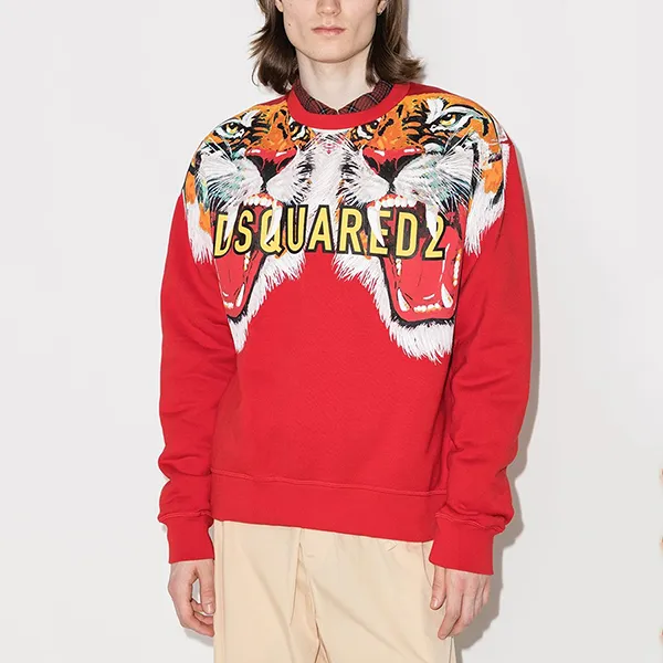 Áo Nỉ Sweater Nam Dsquared2 Tiger Sweatshirt S74GU0597 Màu Đỏ Size S - Thời trang - Vua Hàng Hiệu