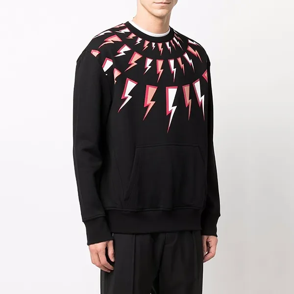 Áo Nỉ Sweater Nam Neil Barrett Cotton Lightning Bolt Sweatshirt BJS012S Màu Đen Size XS - Thời trang - Vua Hàng Hiệu