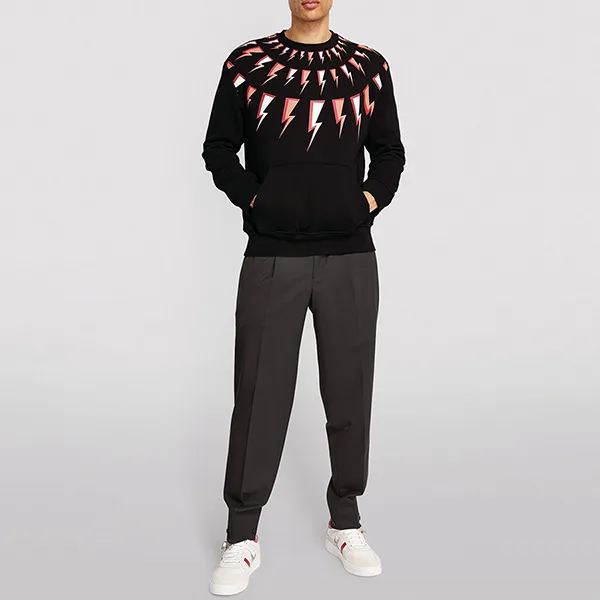 Áo Nỉ Sweater Nam Neil Barrett Cotton Lightning Bolt Sweatshirt BJS012S Màu Đen Size XS - Thời trang - Vua Hàng Hiệu