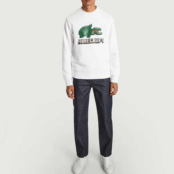Áo Nỉ Sweater Unisex Lacoste Minecraft Sweatshirt SH3851 51 001 PA03 Màu Trắng S