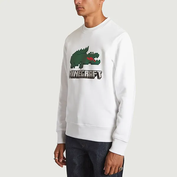 Áo Nỉ Sweater Unisex Lacoste Minecraft Sweatshirt SH3851 51 001 PA03 Màu Trắng S
